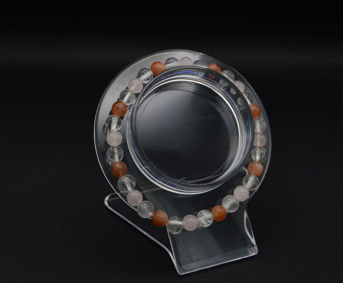 Clear Quartz, Rose Quartz & Sunstone