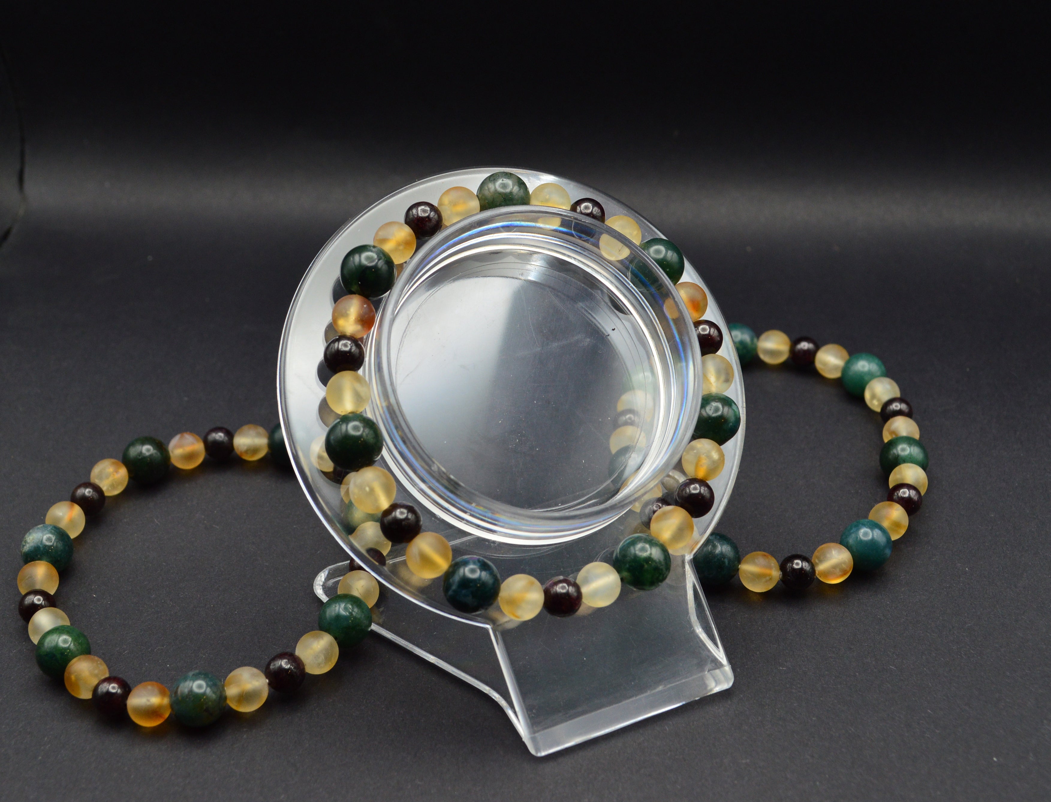 Matte Citrine, Garnet & Moss Agate