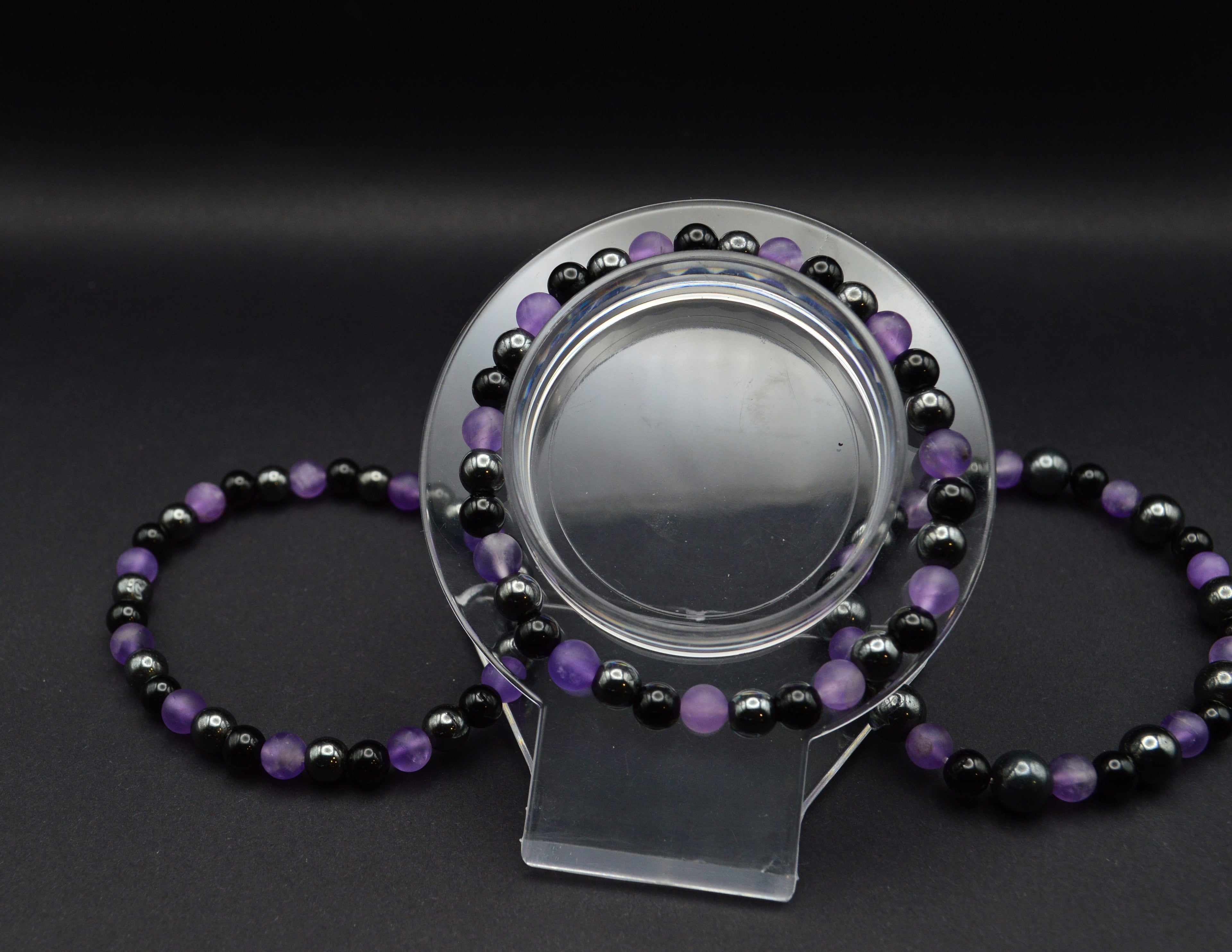Amethyst, Black Tourmaline & Hematite