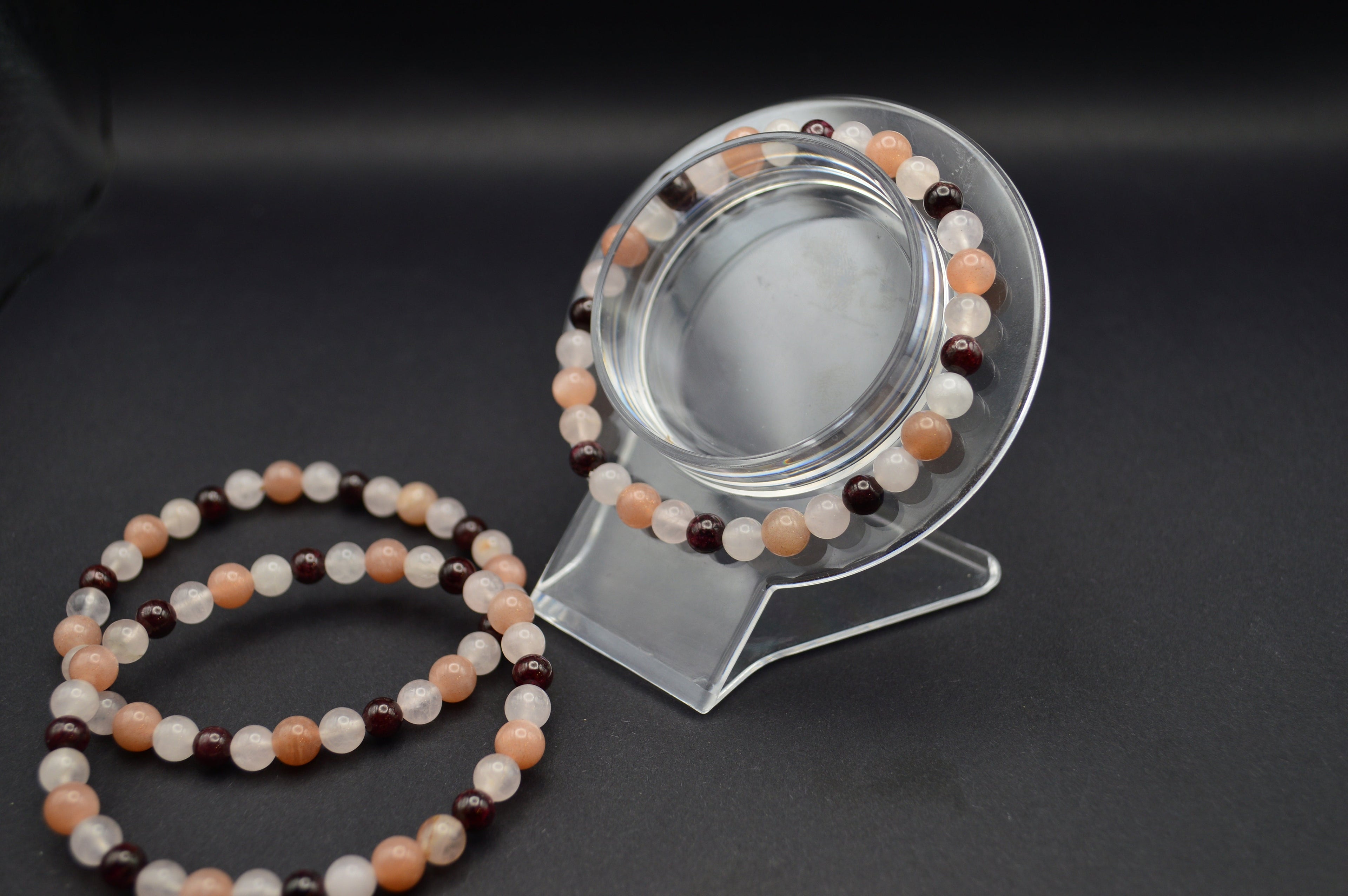Garnet, Peach Moonstone & Rose Quartz