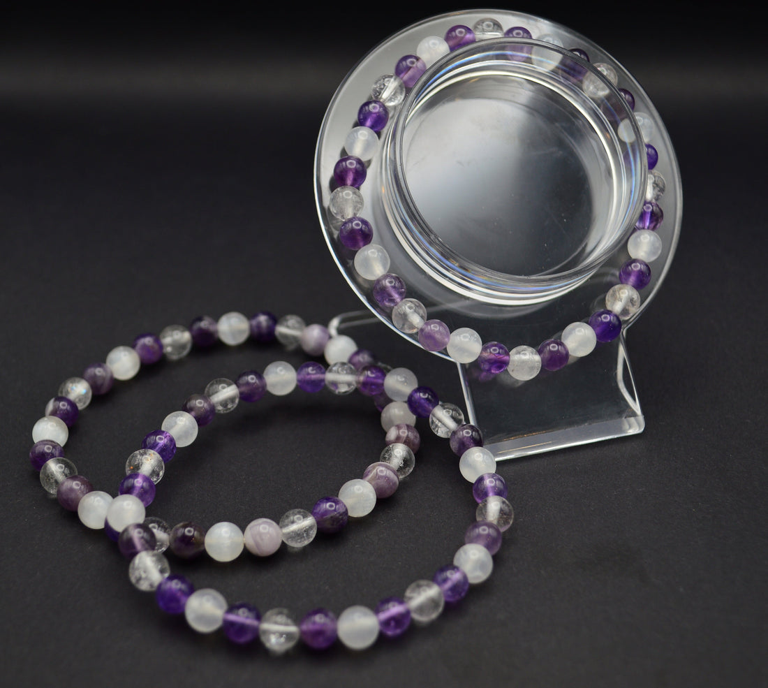 Amethyst, Clear Quartz & Selenite