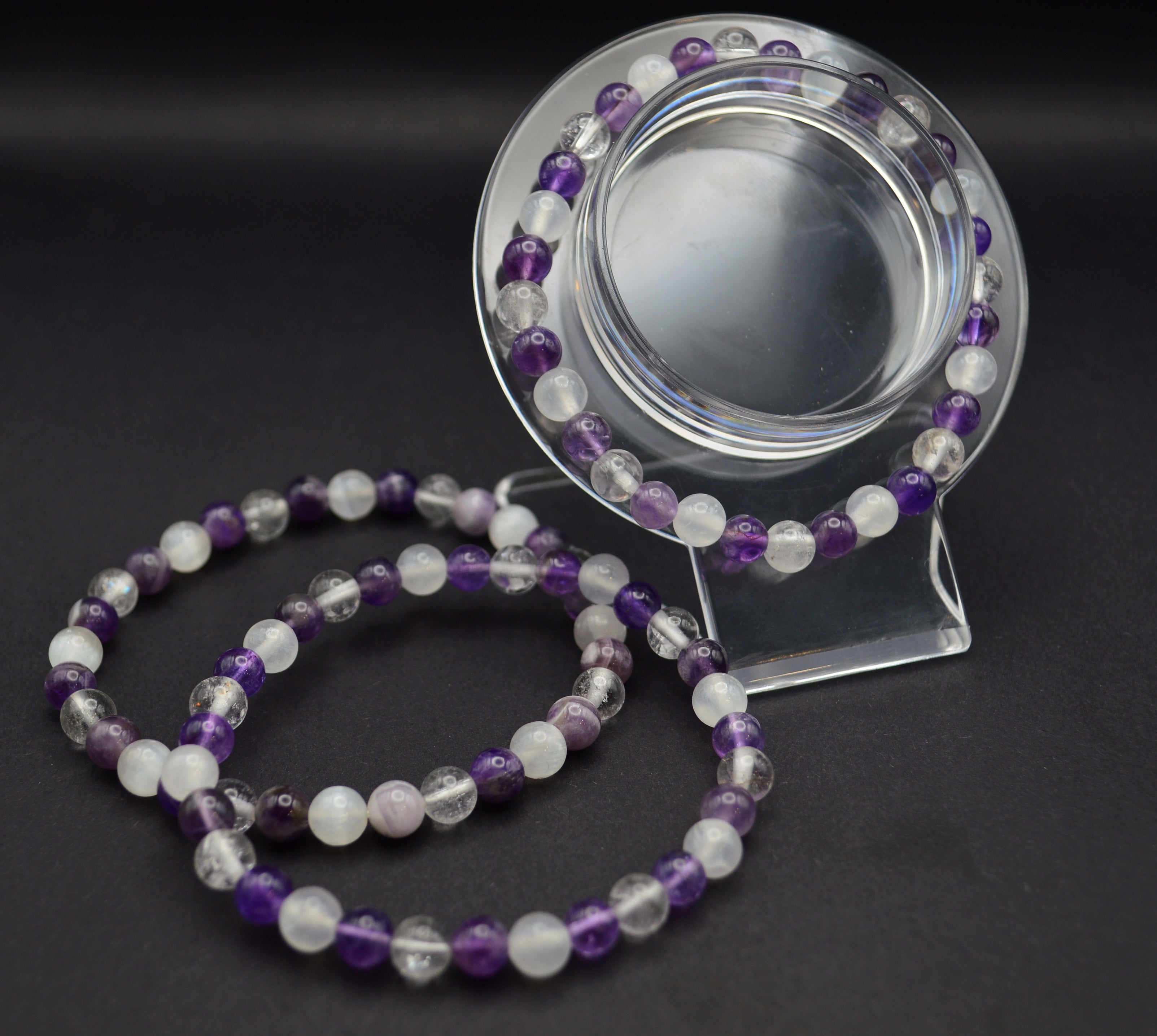 Amethyst, Clear Quartz & Selenite