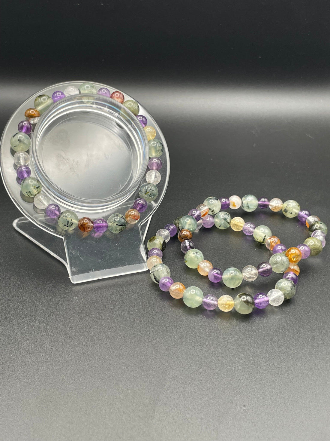 Amethyst, Golden Healer & Prehnite – The EMS Bracelet