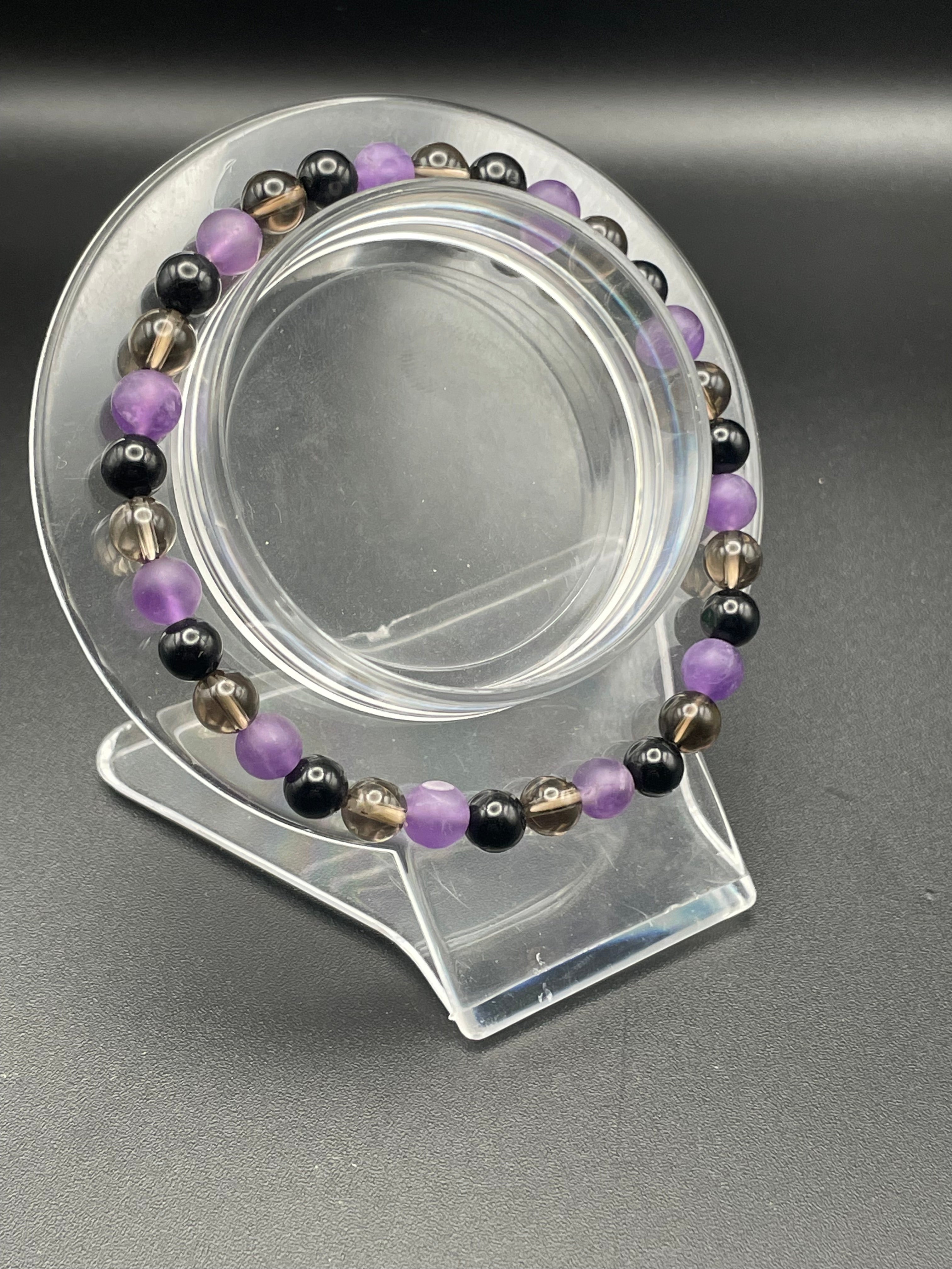 Amethyst, Black Tourmaline & Smoky Quartz