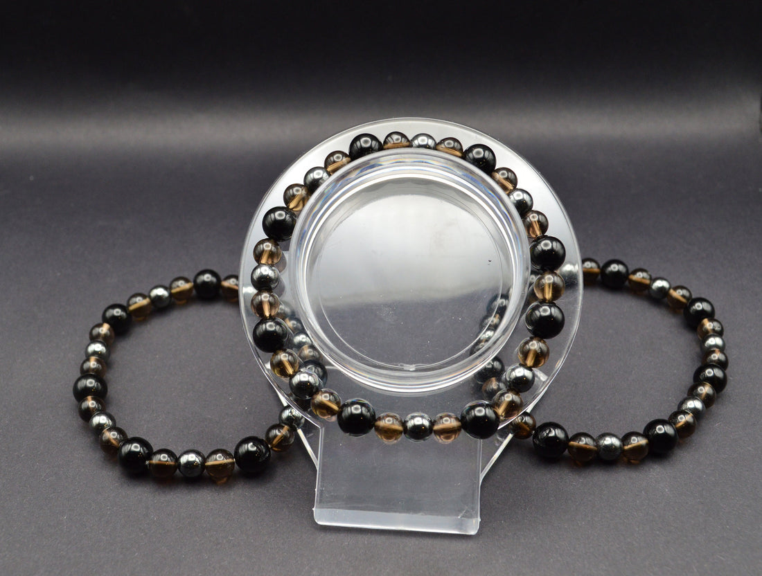 Hematite, Black Onyx & Smoky Quartz