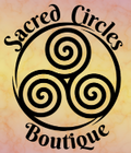 Logo of Sacred Circles Boutique with three interlocking circles on a gradient background