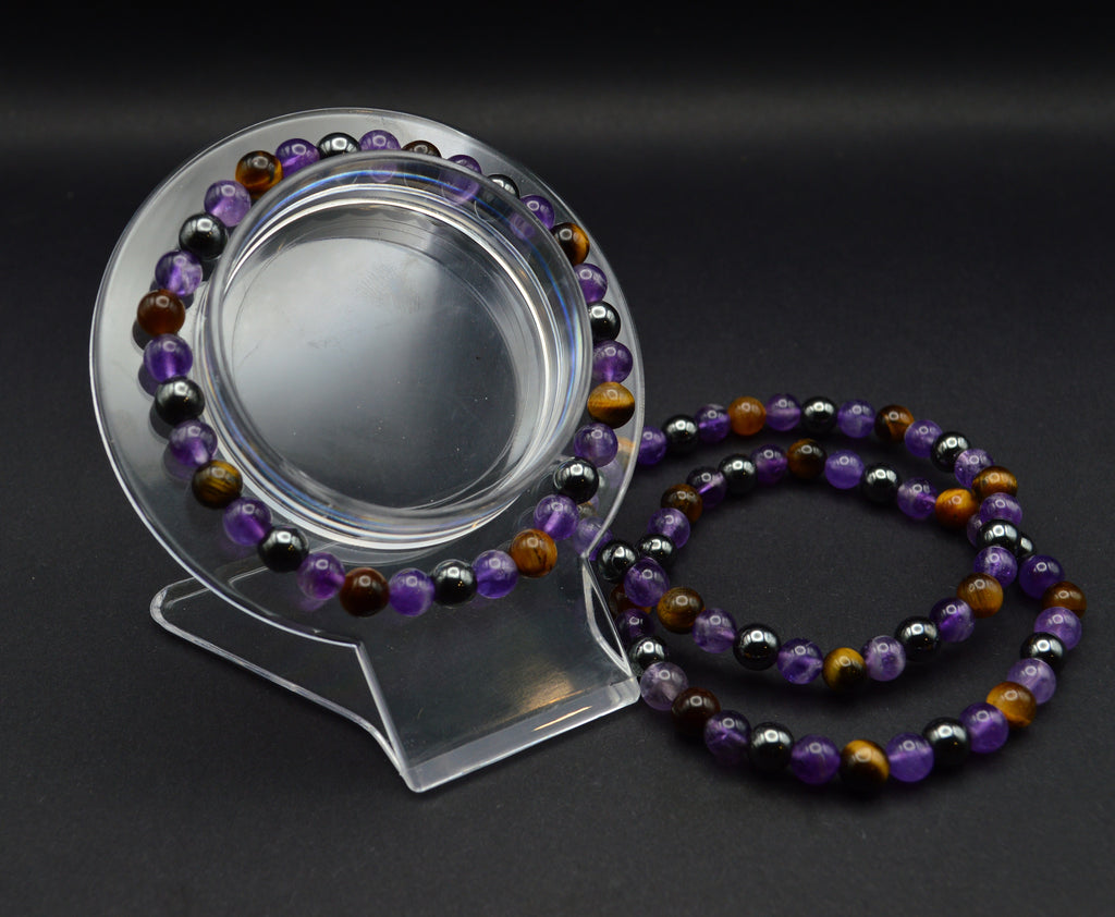 Focus & Grounding Bracelet – Amethyst, Hematite & Tiger’s Eye