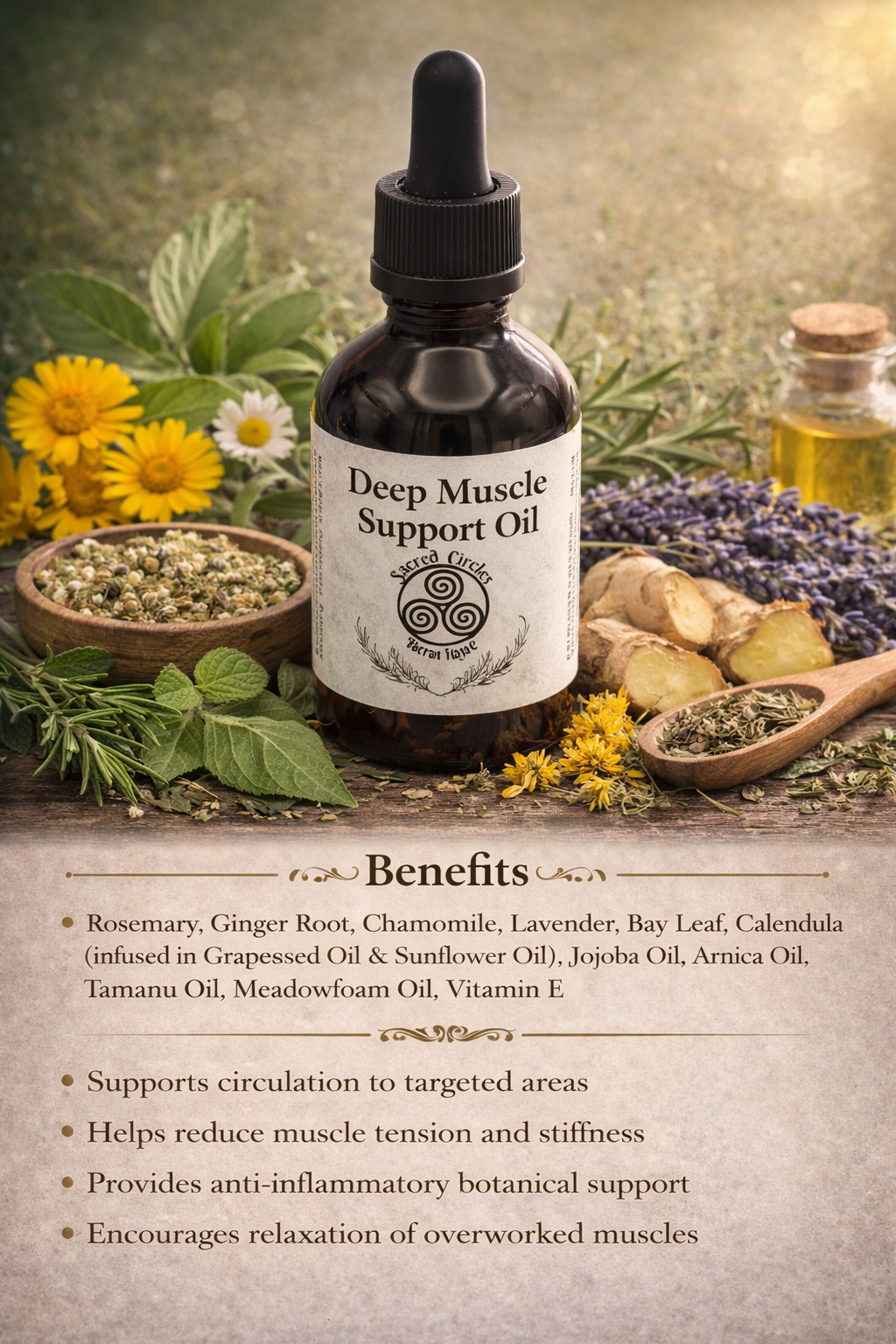 Muscle Support Body Oil | Lightweight Botanical Oil for Post-Activity Care