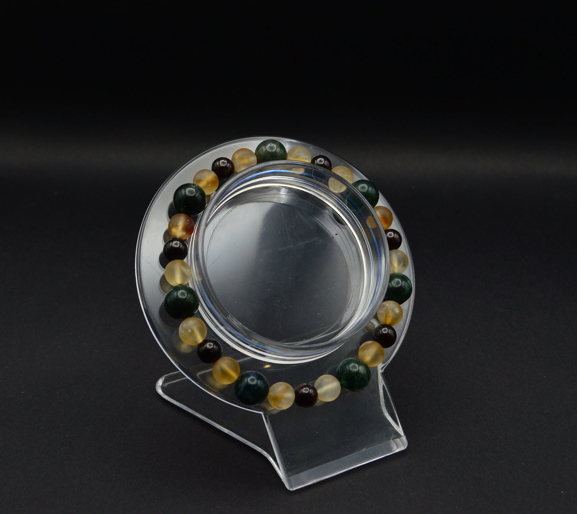 Matte Citrine, Garnet & Moss Agate