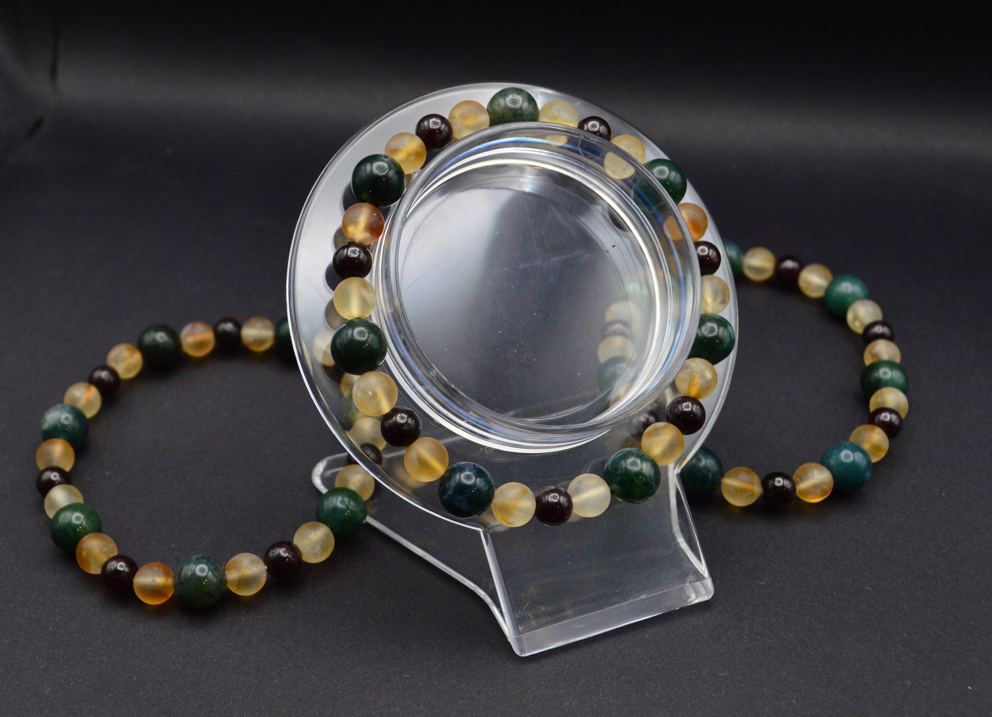 Matte Citrine, Garnet & Moss Agate