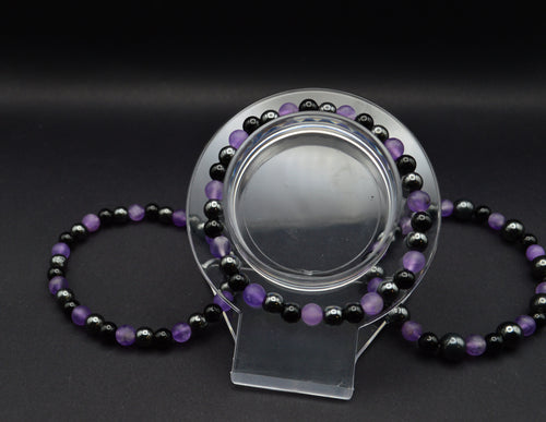Amethyst, Black Tourmaline & Hematite