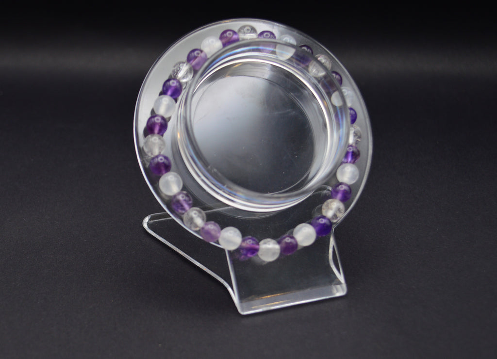Amethyst, Clear Quartz & Selenite