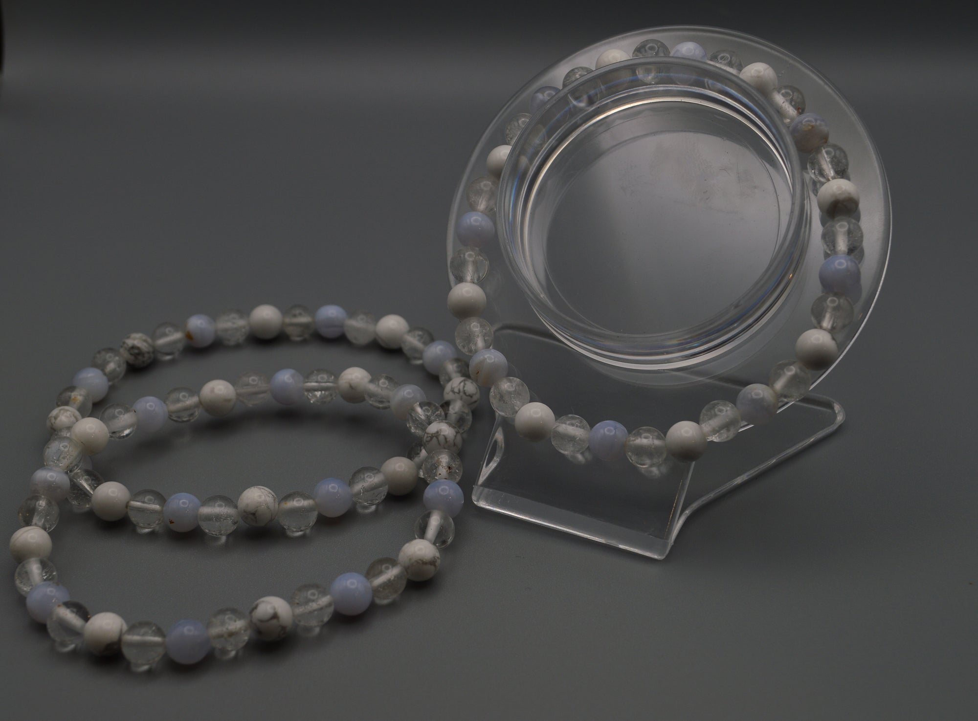 Peace & Clarity Bracelet – Blue Lace Agate, Clear Quartz & Howlite
