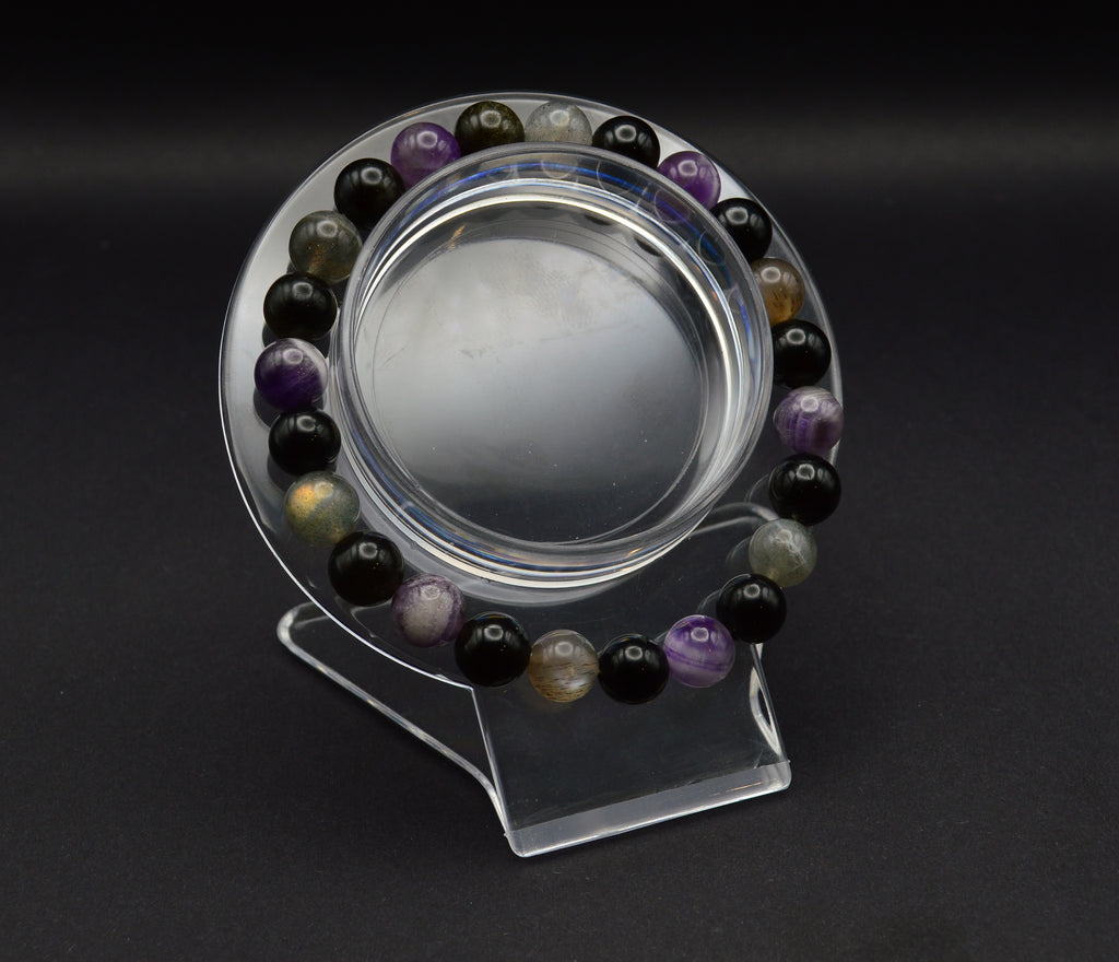 Chevron Amethyst, Labradorite & Obsidian