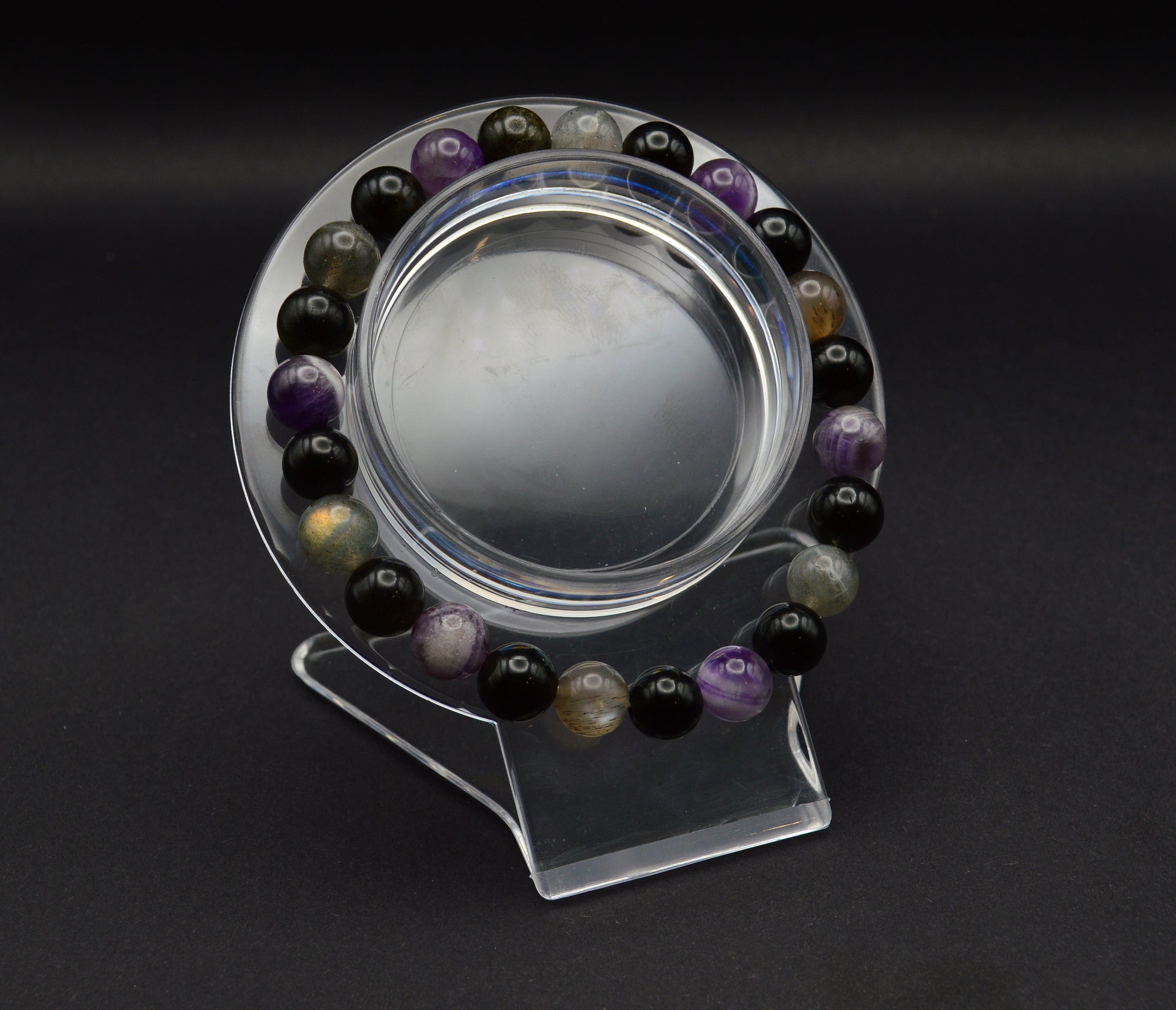 Mystic Insight Bracelet – Amethyst, Labradorite & Obsidian