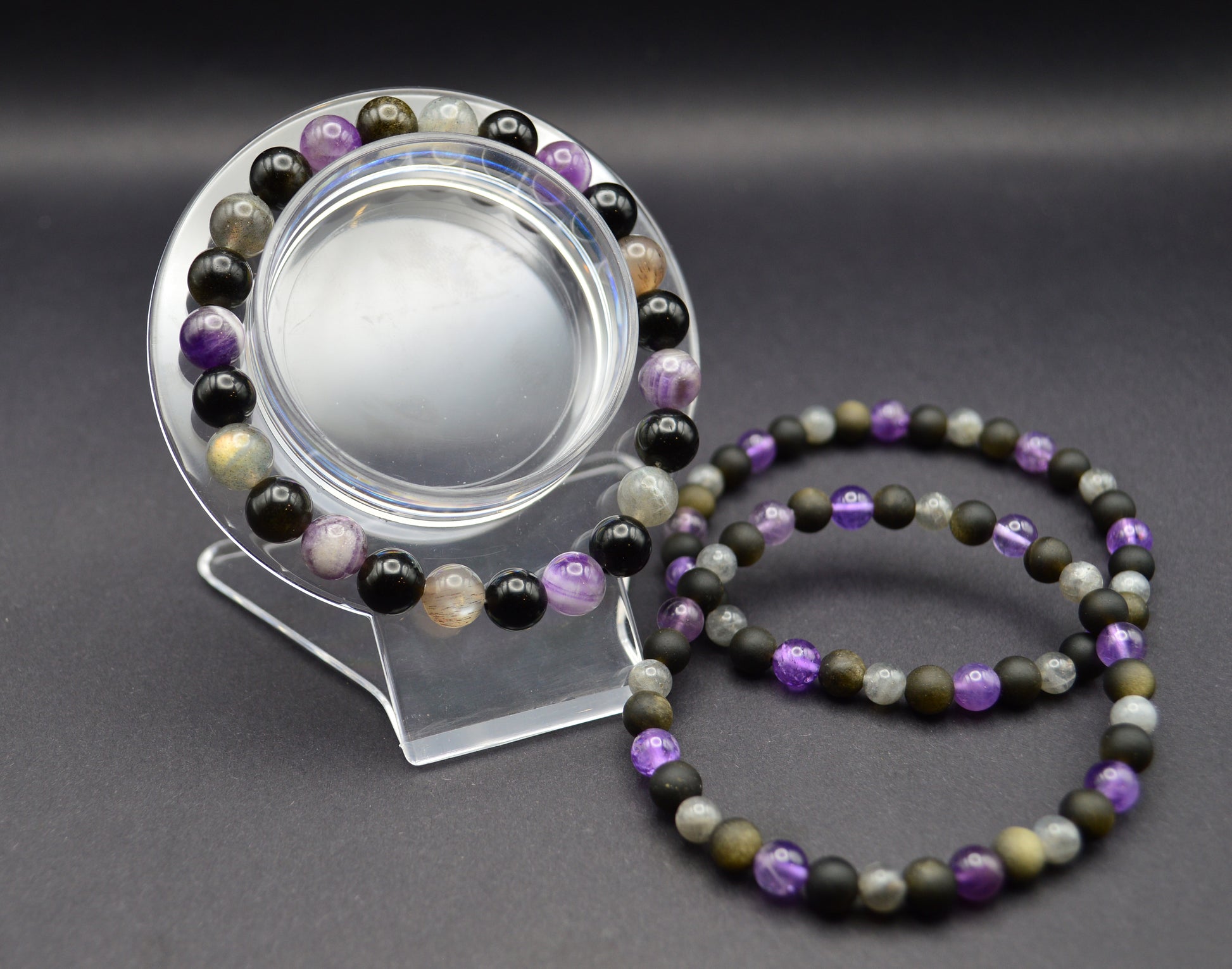 Chevron Amethyst, Labradorite & Obsidian