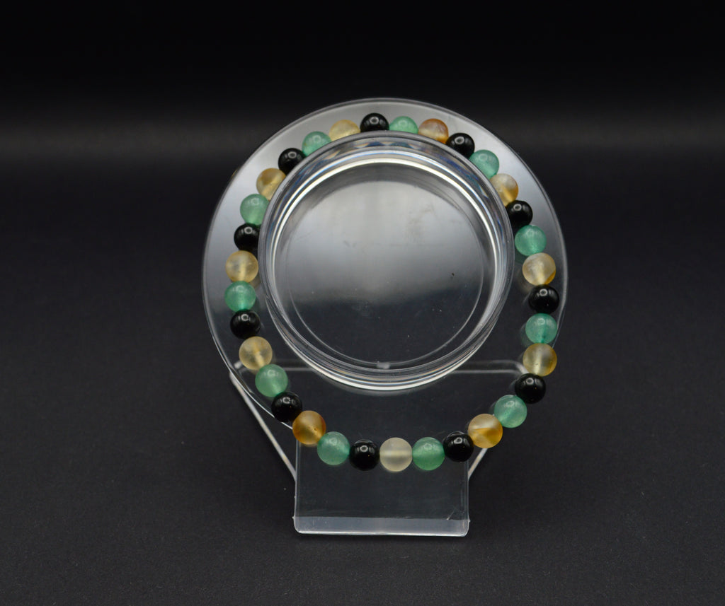 Black Tourmaline, Matte Citrine & Green Aventurine