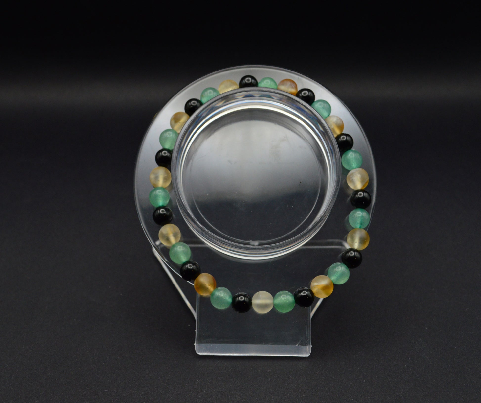 Black Tourmaline, Matte Citrine & Green Aventurine