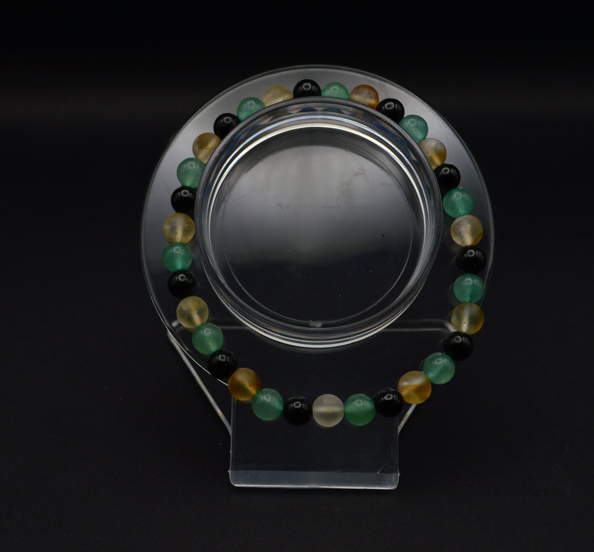 Black Tourmaline, Matte Citrine & Green Aventurine