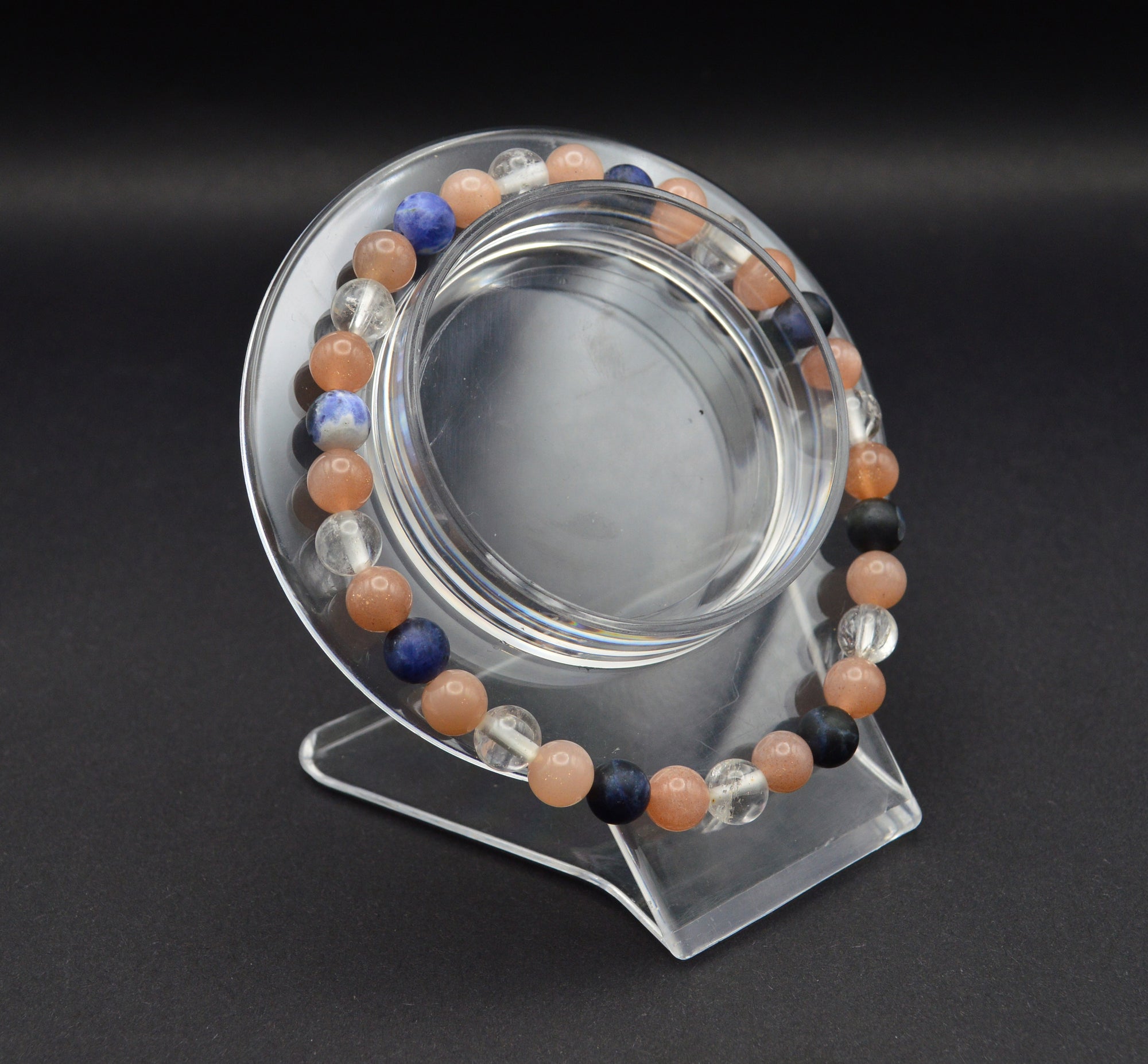Emotional Harmony Bracelet – Clear Quartz, Peach Moonstone & Sodalite
