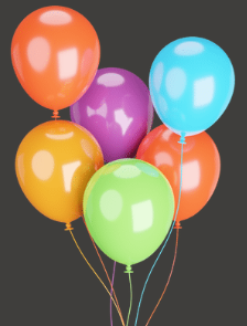 Colorful balloons on a dark background